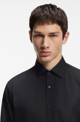 Modern-fit shirt in easy-iron cotton poplin