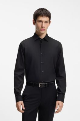 Modern-fit shirt in easy-iron cotton poplin