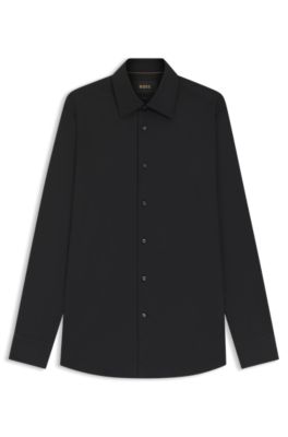 Slim-fit shirt in cotton-blend stretch poplin