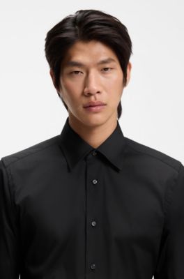 Slim-fit shirt in cotton-blend stretch poplin
