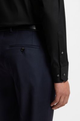 Slim-fit shirt in cotton-blend stretch poplin