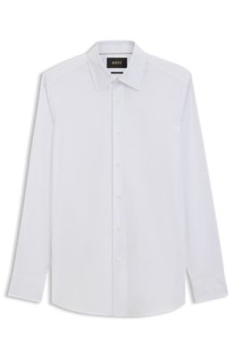 Slim-fit shirt in cotton-blend stretch poplin