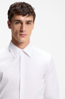 Slim-fit shirt in cotton-blend stretch poplin