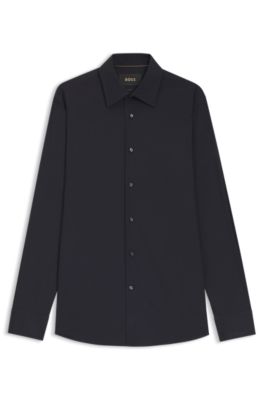 Slim-fit shirt in cotton-blend stretch poplin