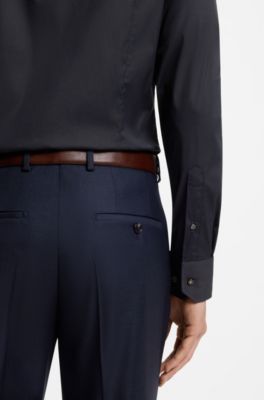 Slim-fit shirt in cotton-blend stretch poplin
