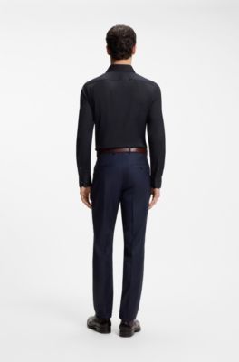 Slim-fit shirt in cotton-blend stretch poplin