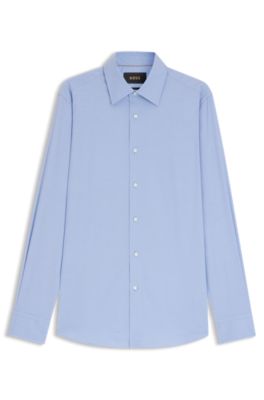 Slim-fit shirt in cotton-blend stretch poplin