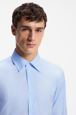 Slim-fit shirt in cotton-blend stretch poplin
