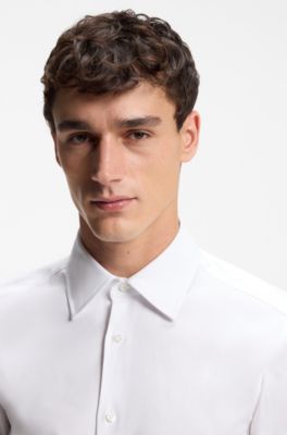 Slim-fit shirt in structured Italian stretch cotton