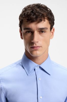 Slim-fit shirt in structured Italian stretch cotton
