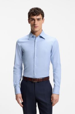 Slim-fit shirt in structured Italian stretch cotton
