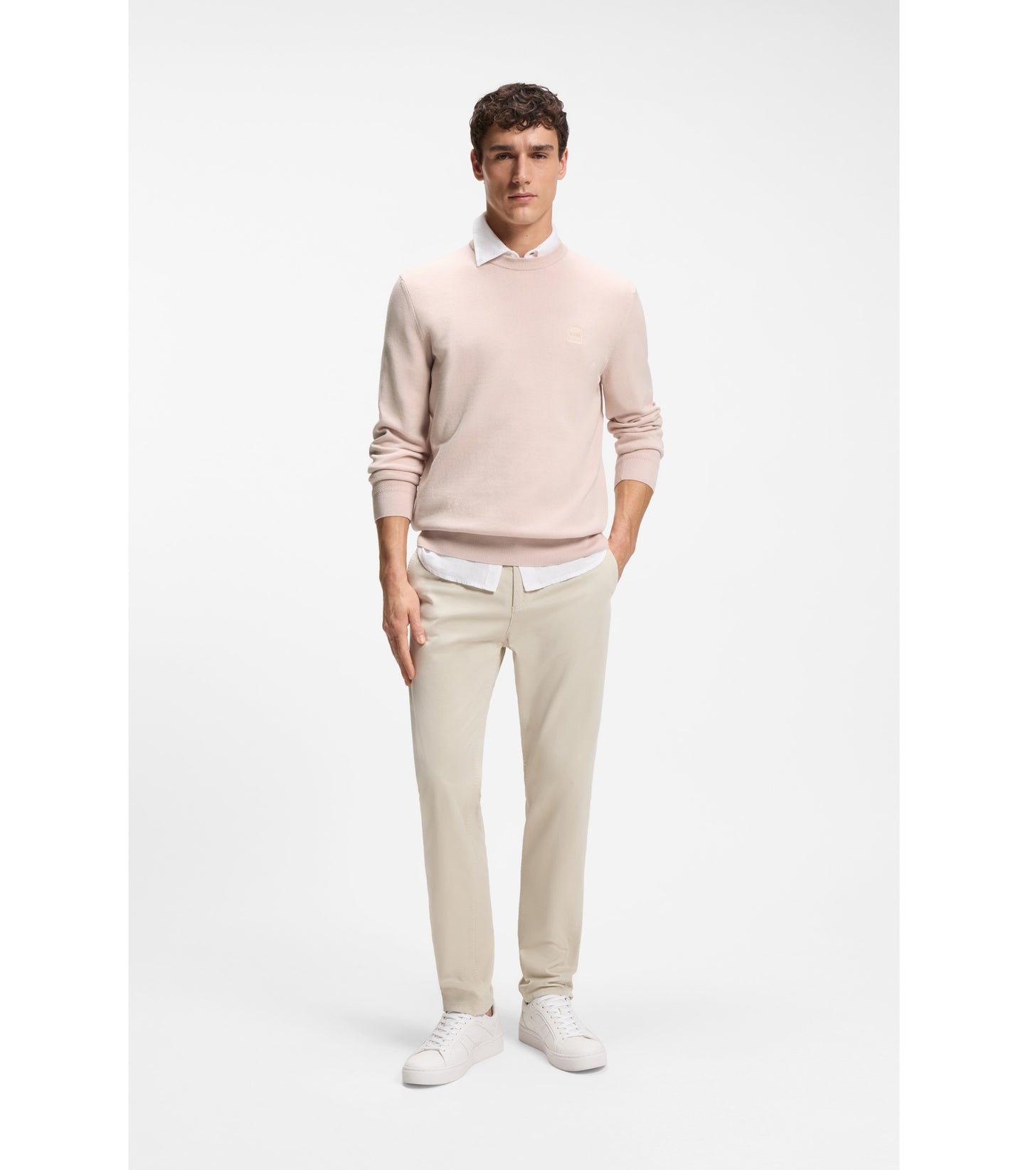 Cotton-blend sweater with logo patch