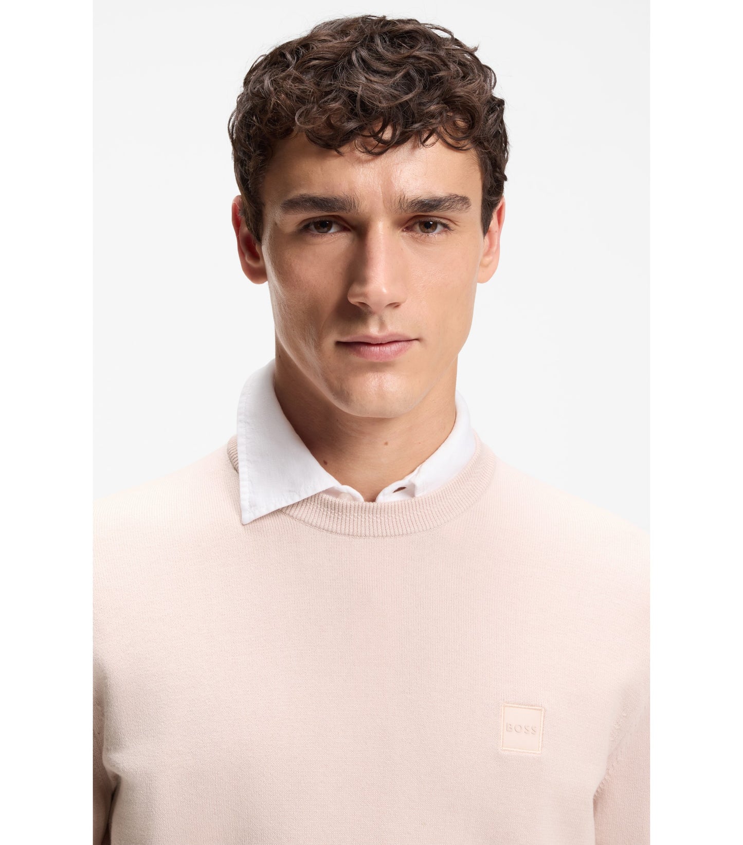 Cotton-blend sweater with logo patch