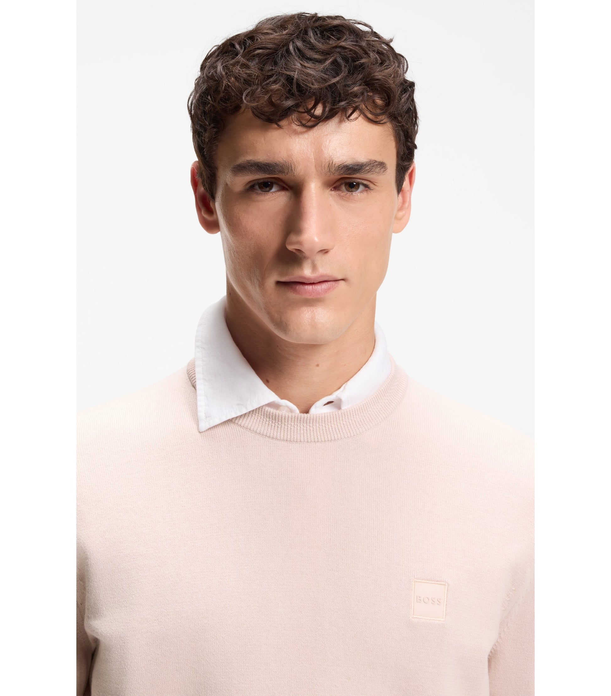 Cotton-blend sweater with logo patch