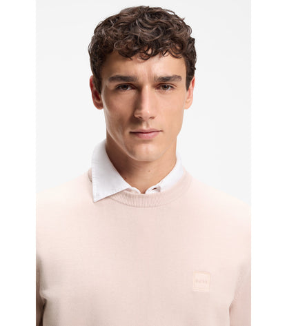 Cotton-blend sweater with logo patch