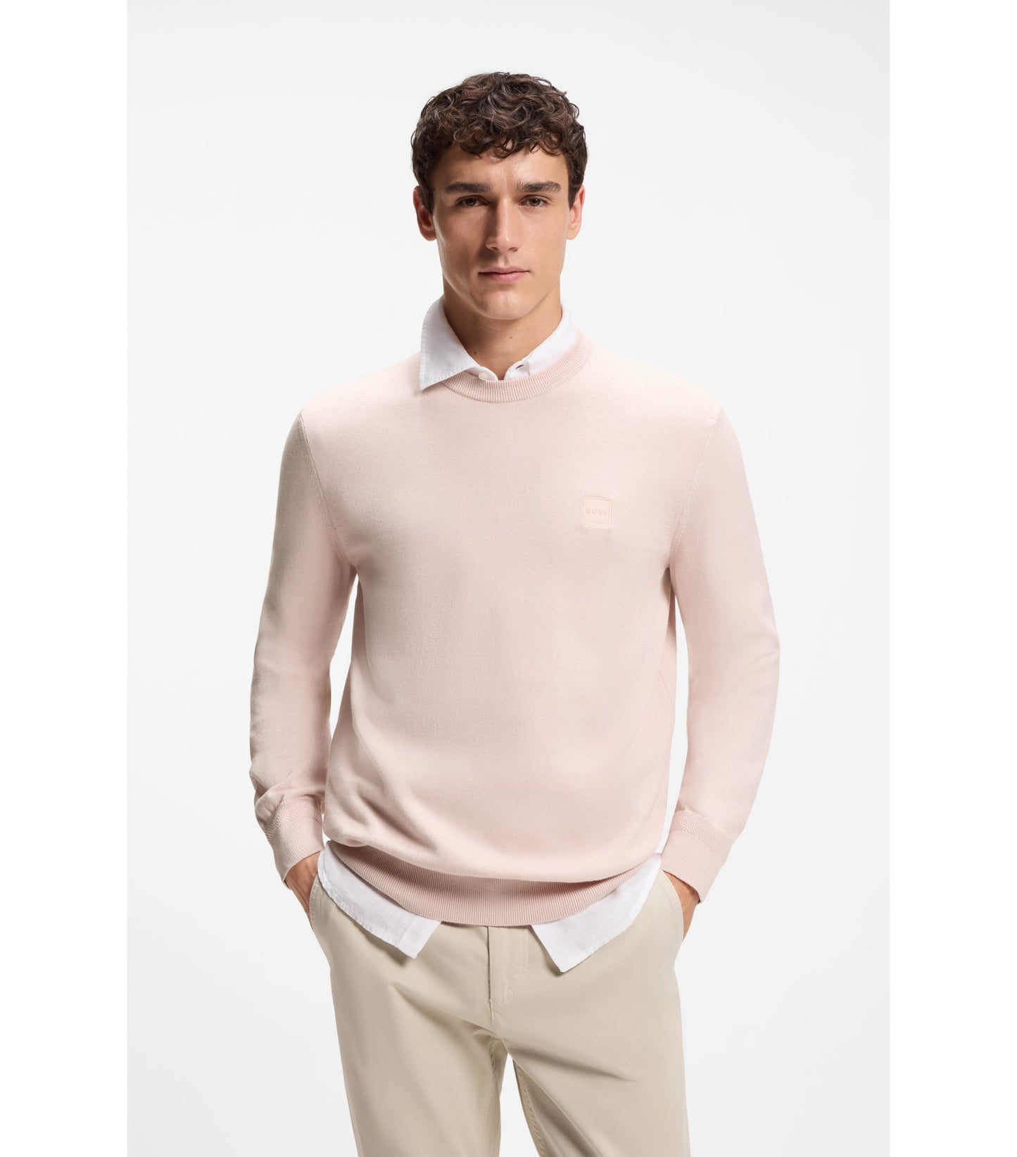 Cotton-blend sweater with logo patch
