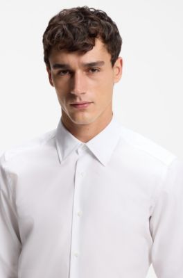 Regular-fit shirt in Italian-made cotton poplin
