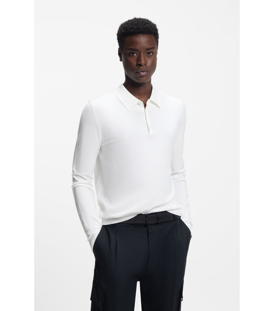 Slim-fit knit polo with rear logo