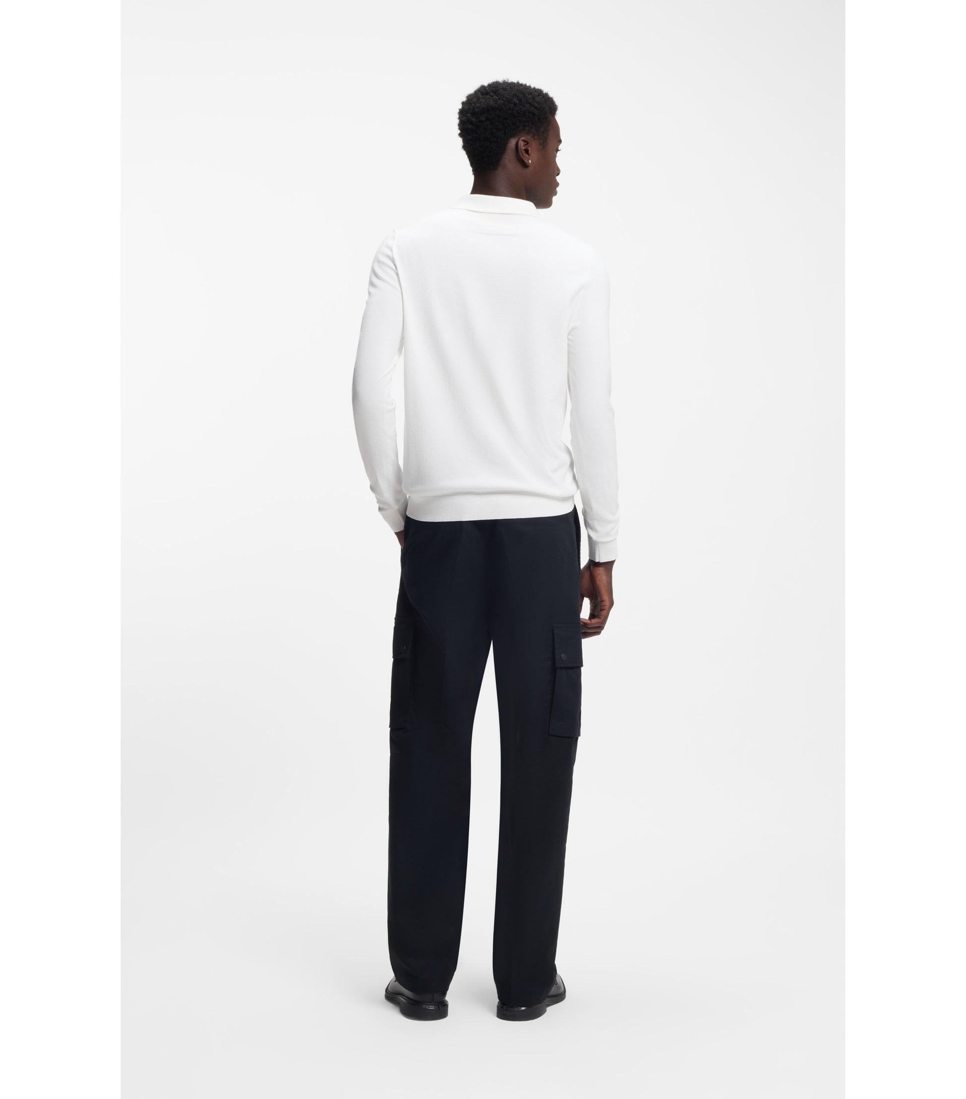 Slim-fit knit polo with rear logo