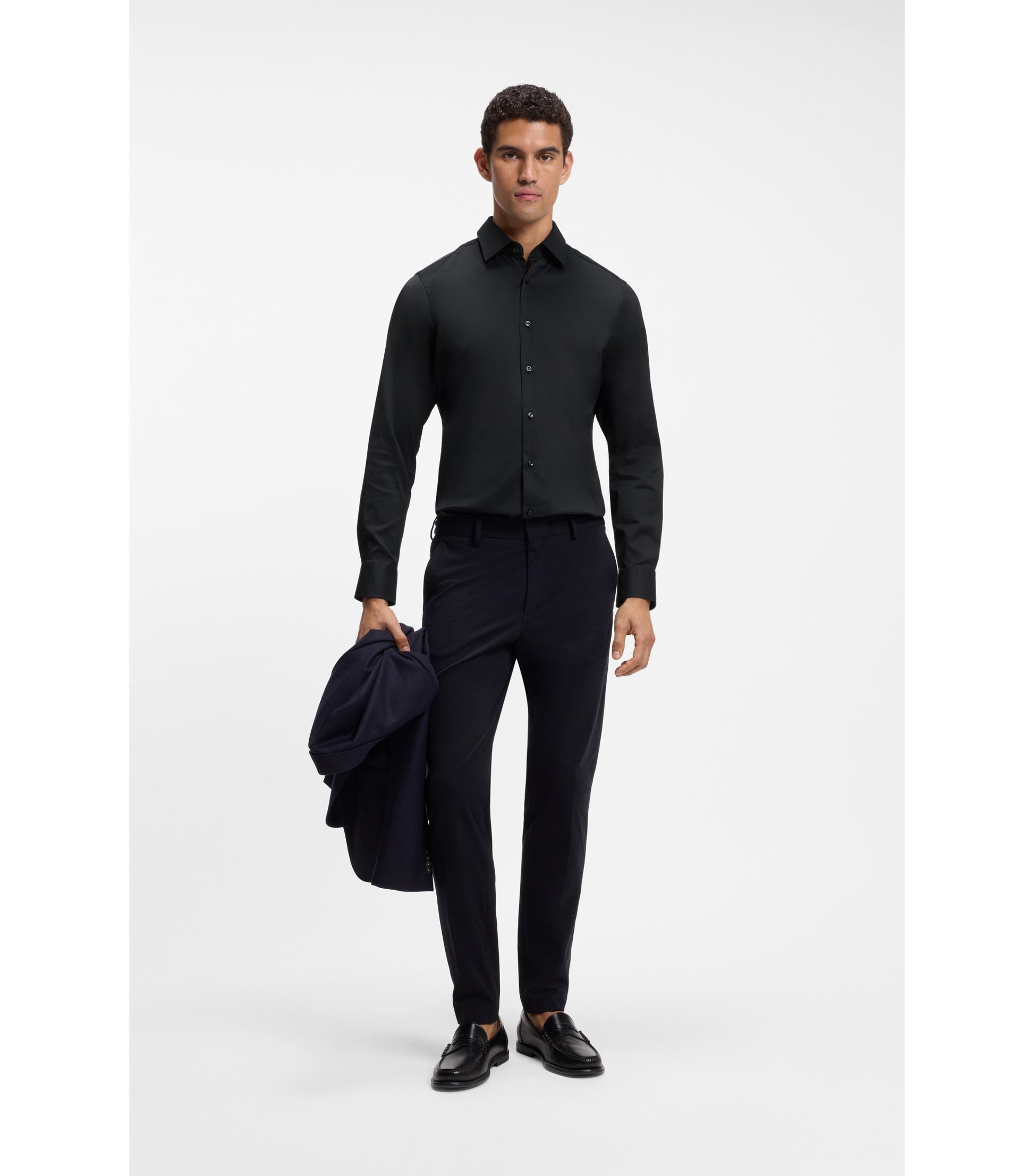 Regular-fit shirt in performance-stretch twill
