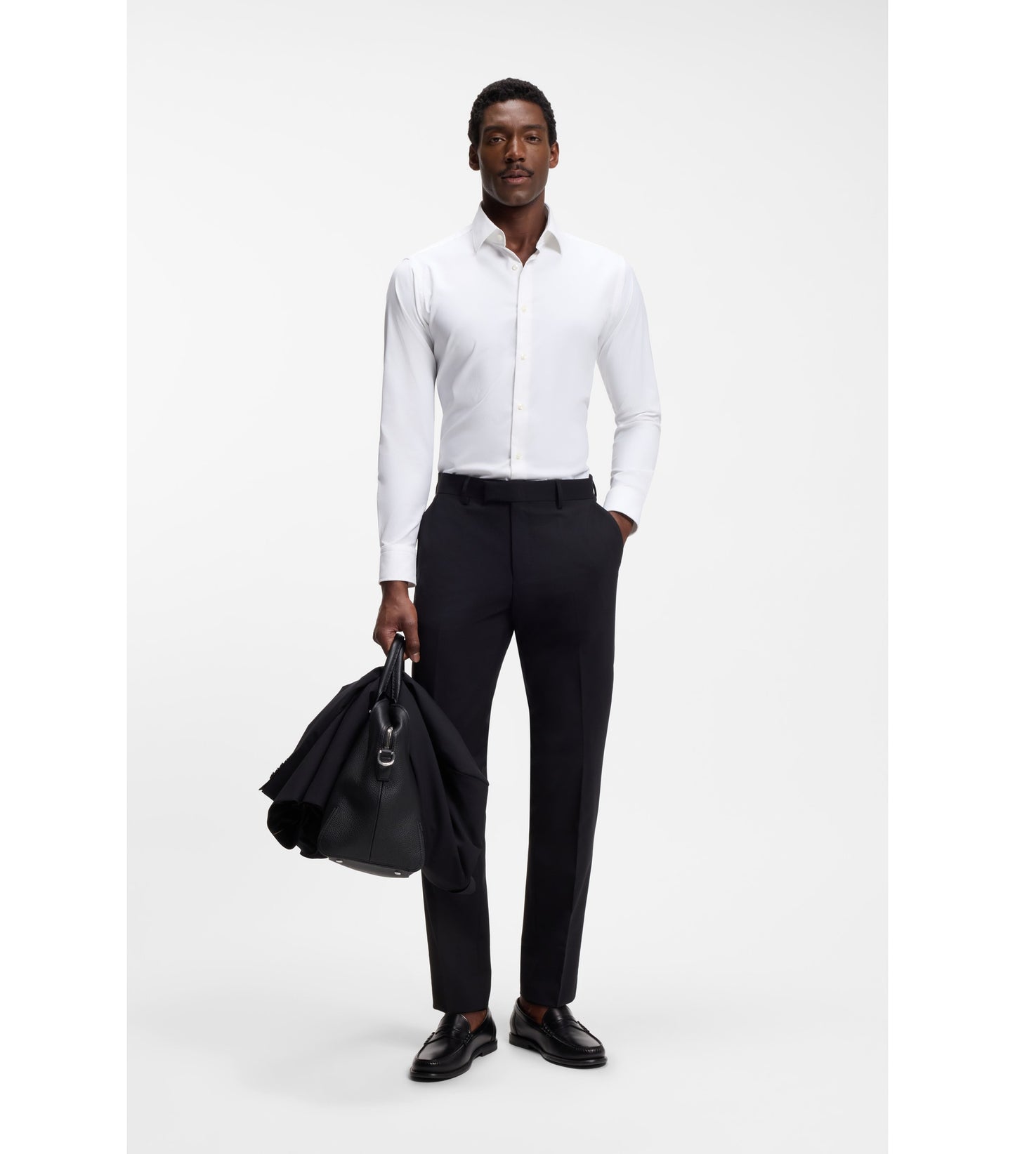 Regular-fit shirt in performance-stretch twill