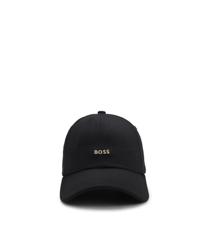 Cotton cap with metal logo lettering