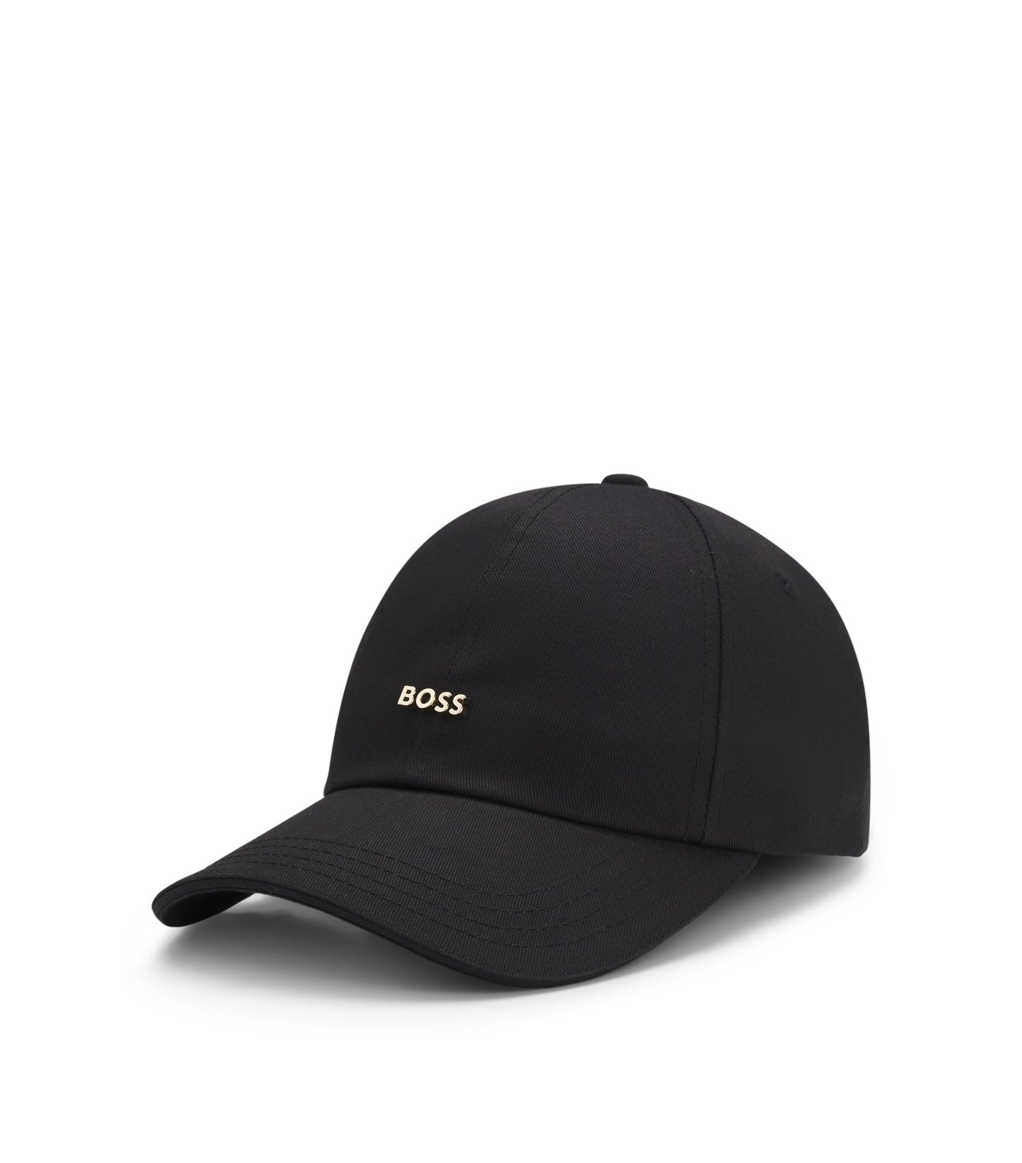 Cotton cap with metal logo lettering