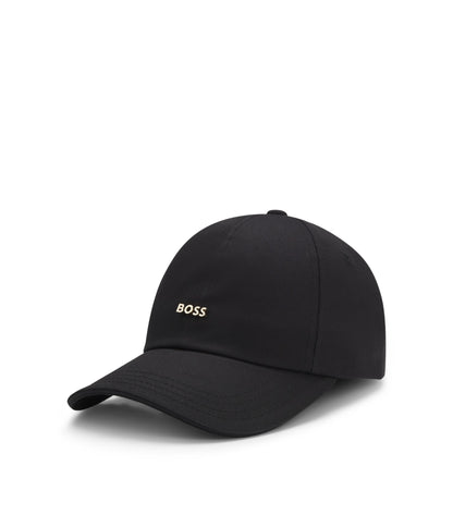 Cotton cap with metal logo lettering