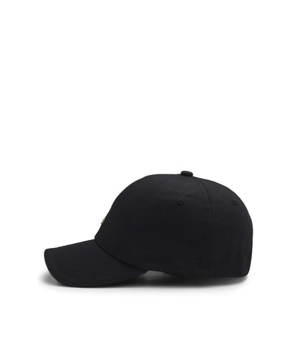 Cotton cap with metal logo lettering