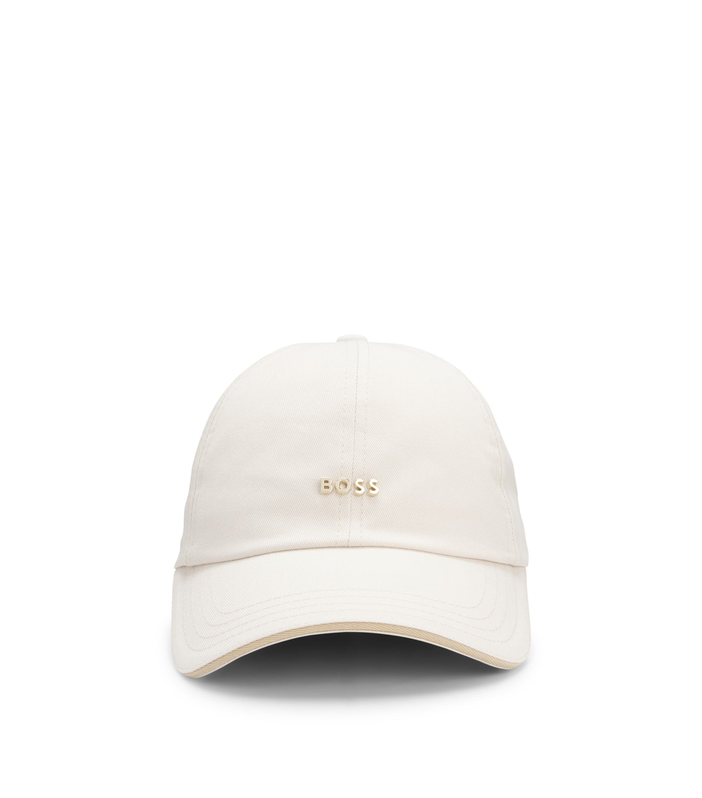 Cotton cap with metal logo lettering