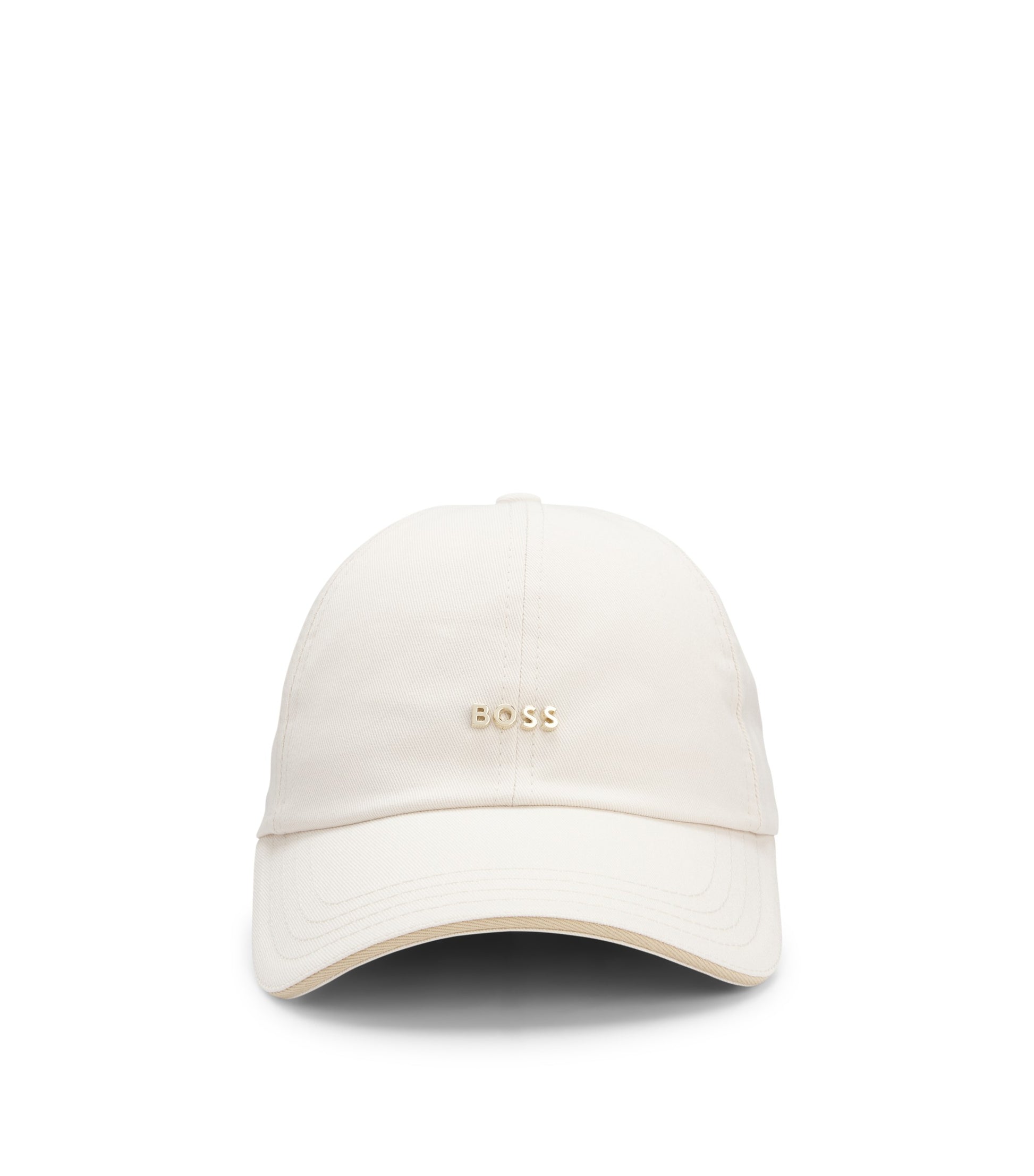 Cotton cap with metal logo lettering
