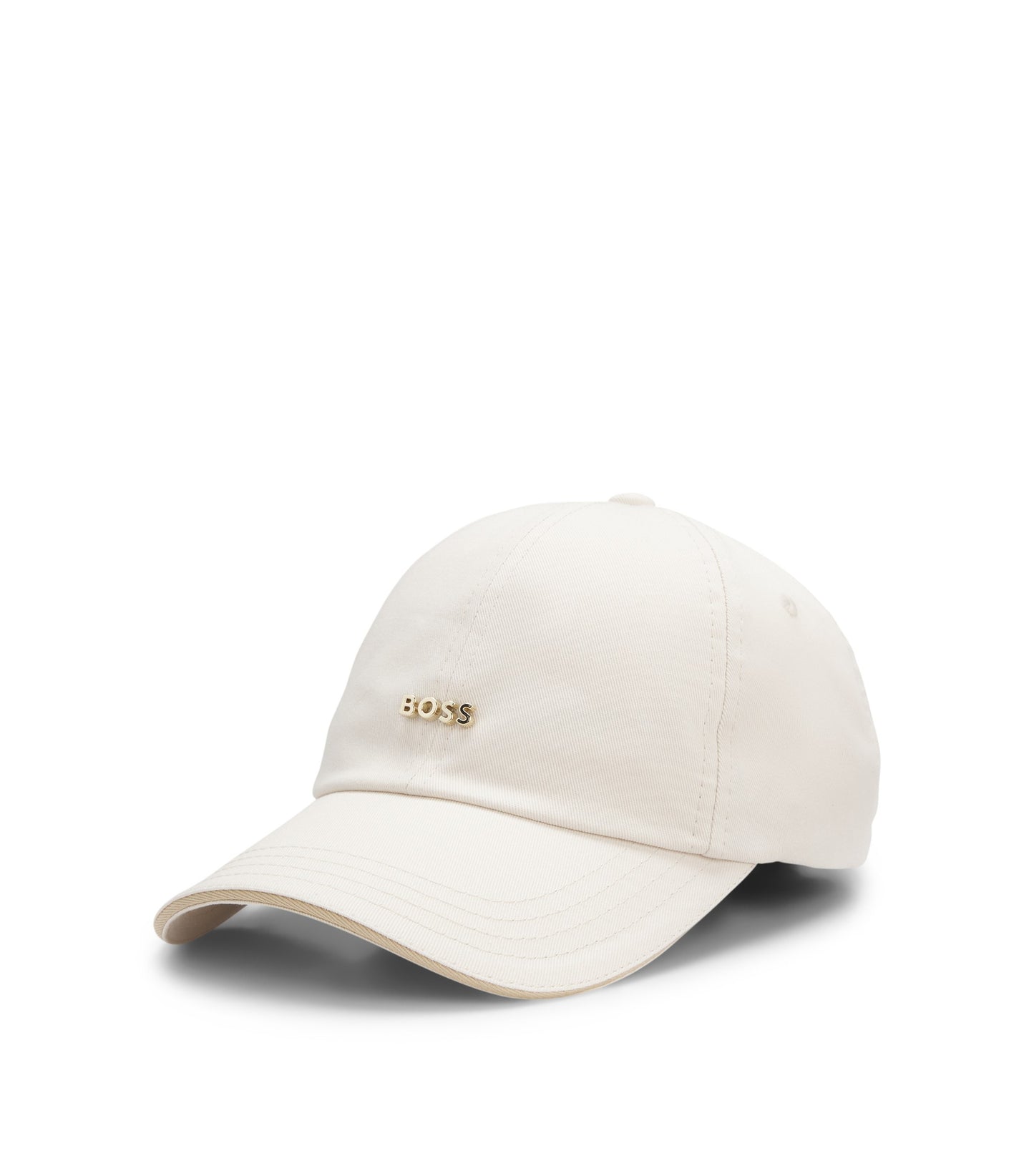 Cotton cap with metal logo lettering