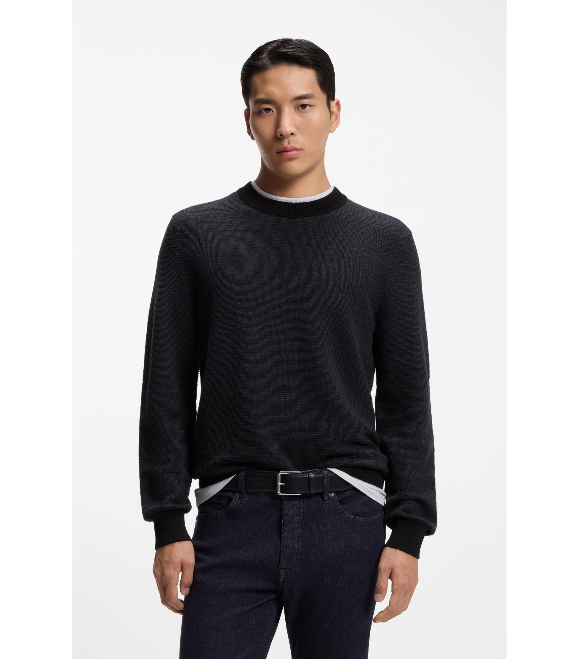 Knitted sweater in a cotton blend