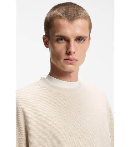 Cotton-jersey T-shirt with blue logo patch