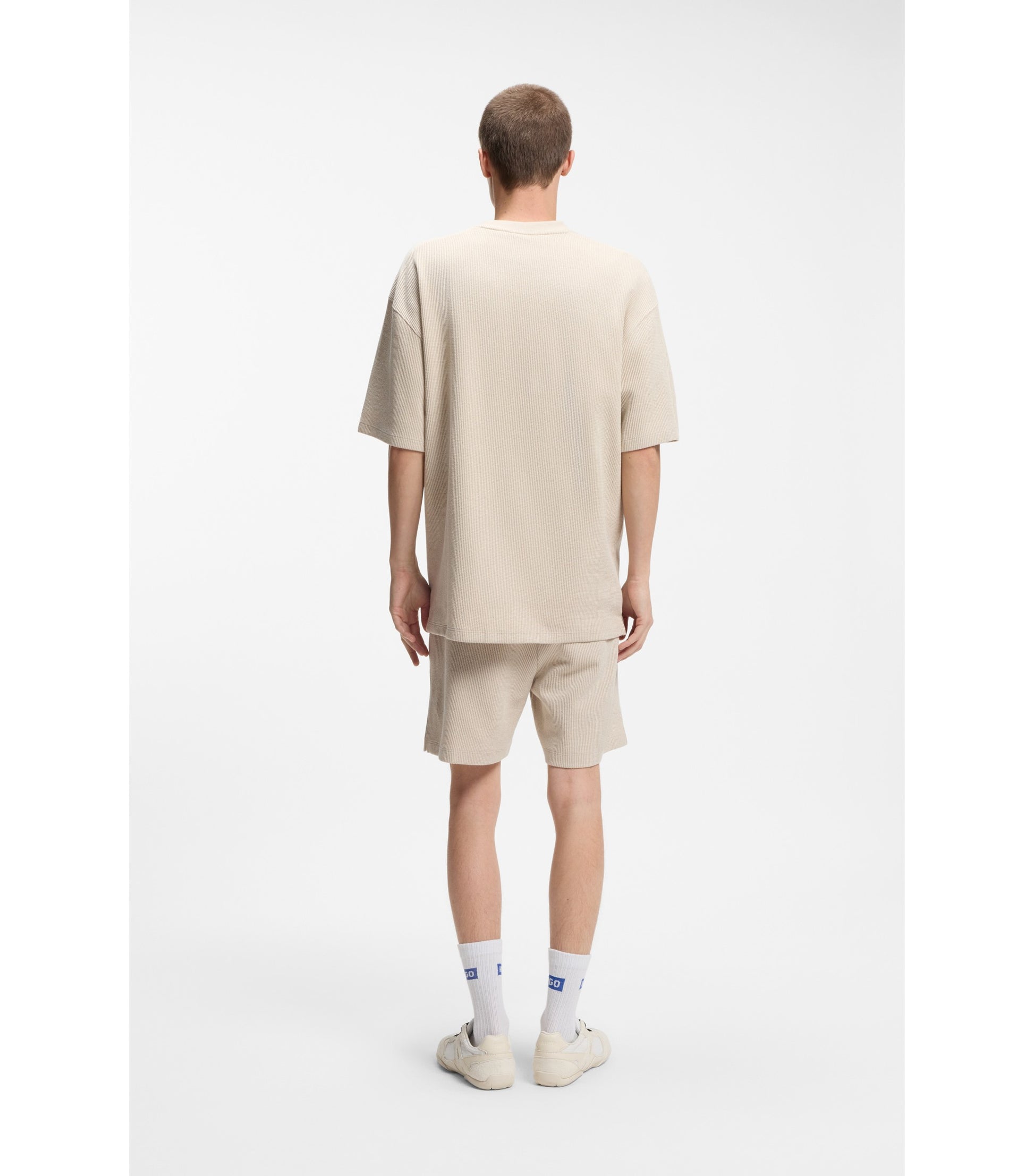 Cotton-jersey T-shirt with blue logo patch