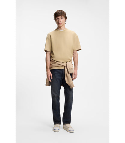 Cotton-jersey T-shirt with blue logo patch