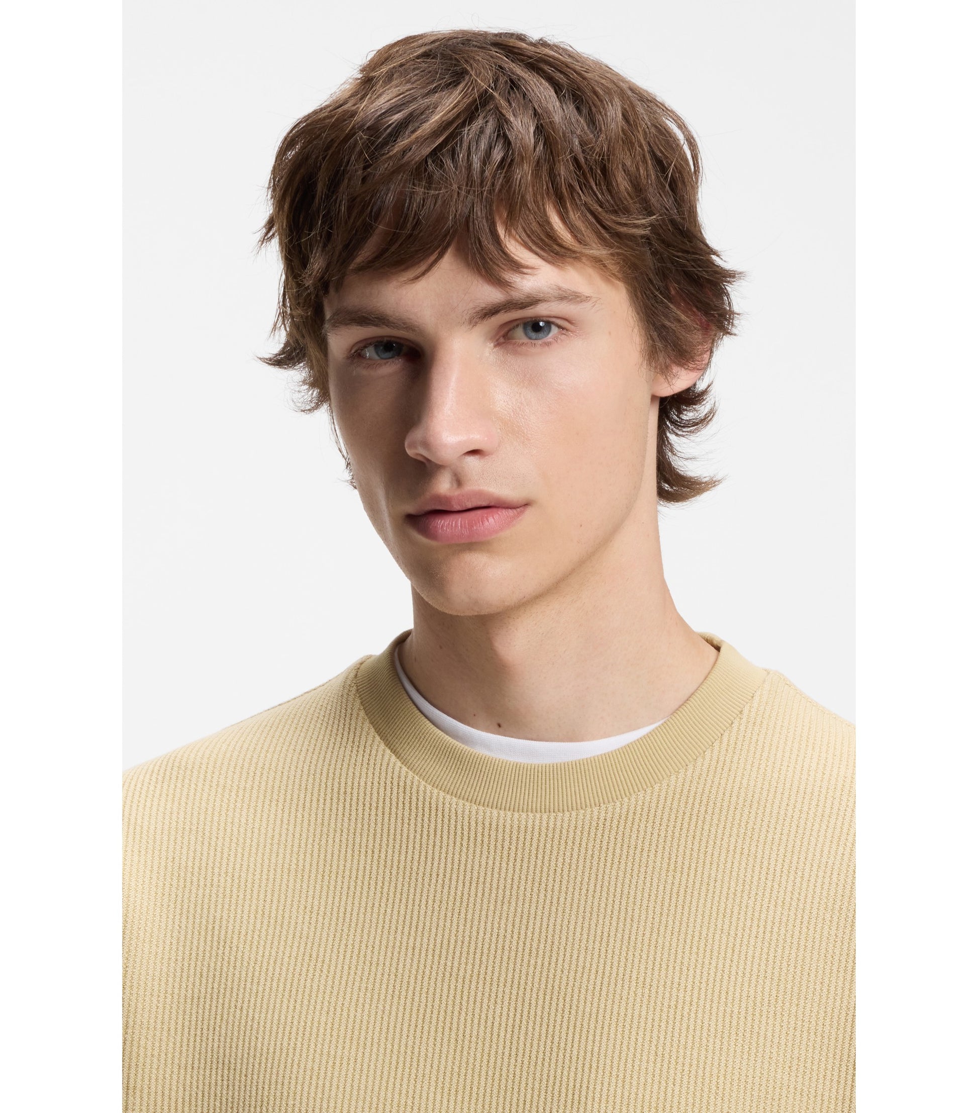 Cotton-jersey T-shirt with blue logo patch