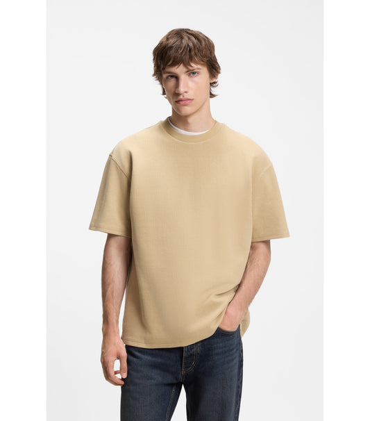Cotton-jersey T-shirt with blue logo patch