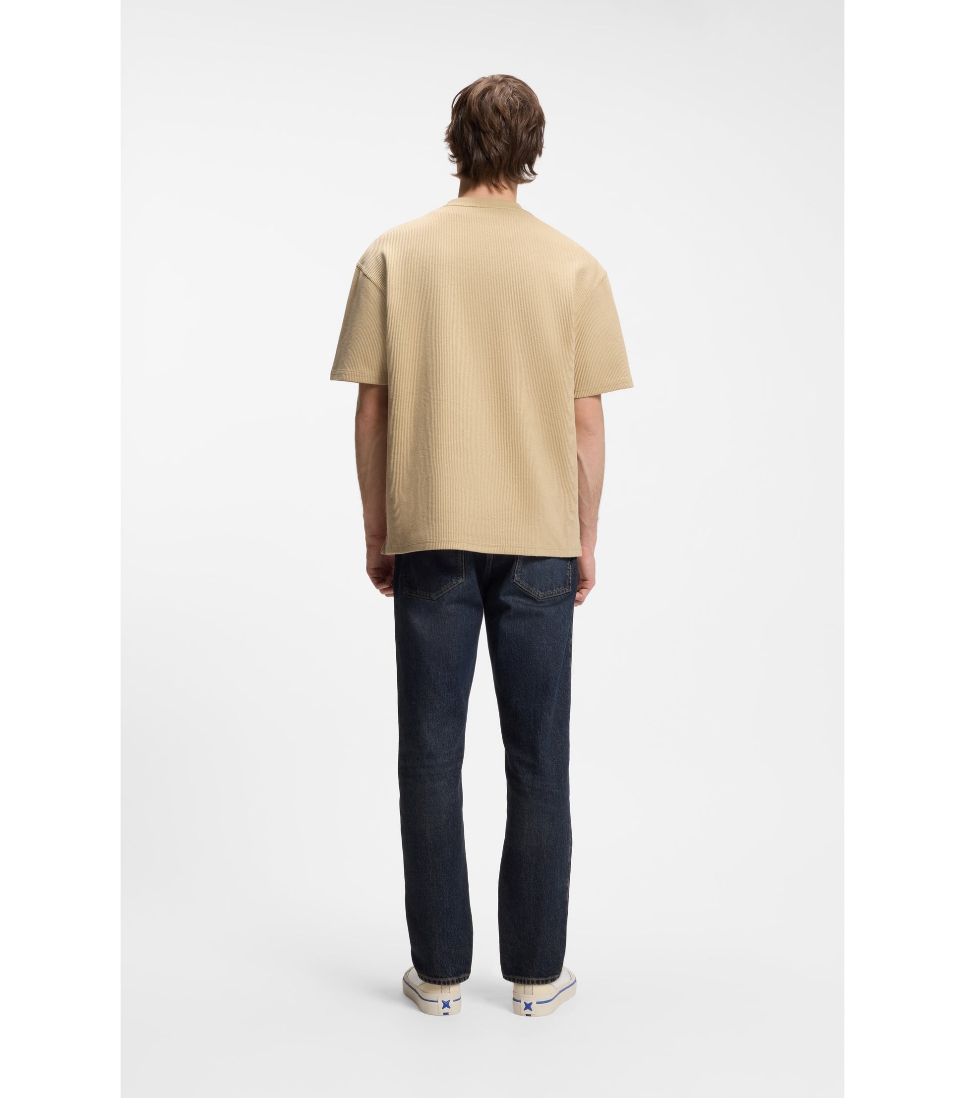 Cotton-jersey T-shirt with blue logo patch
