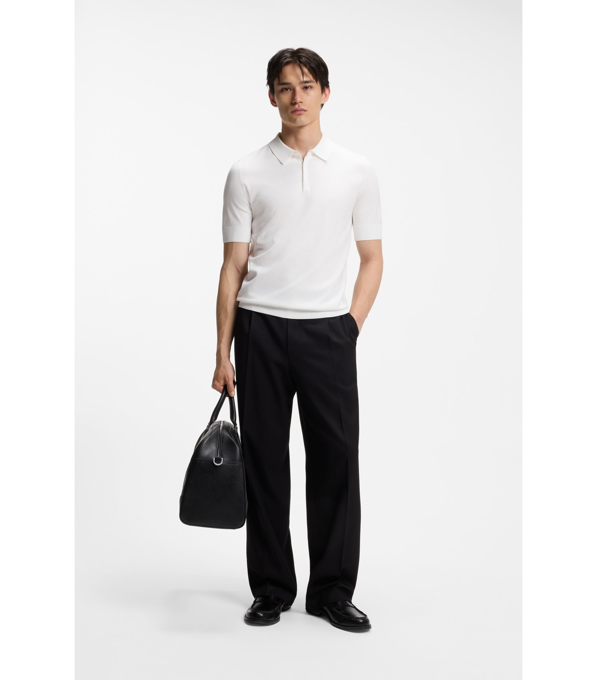 Knit polo with covered placket