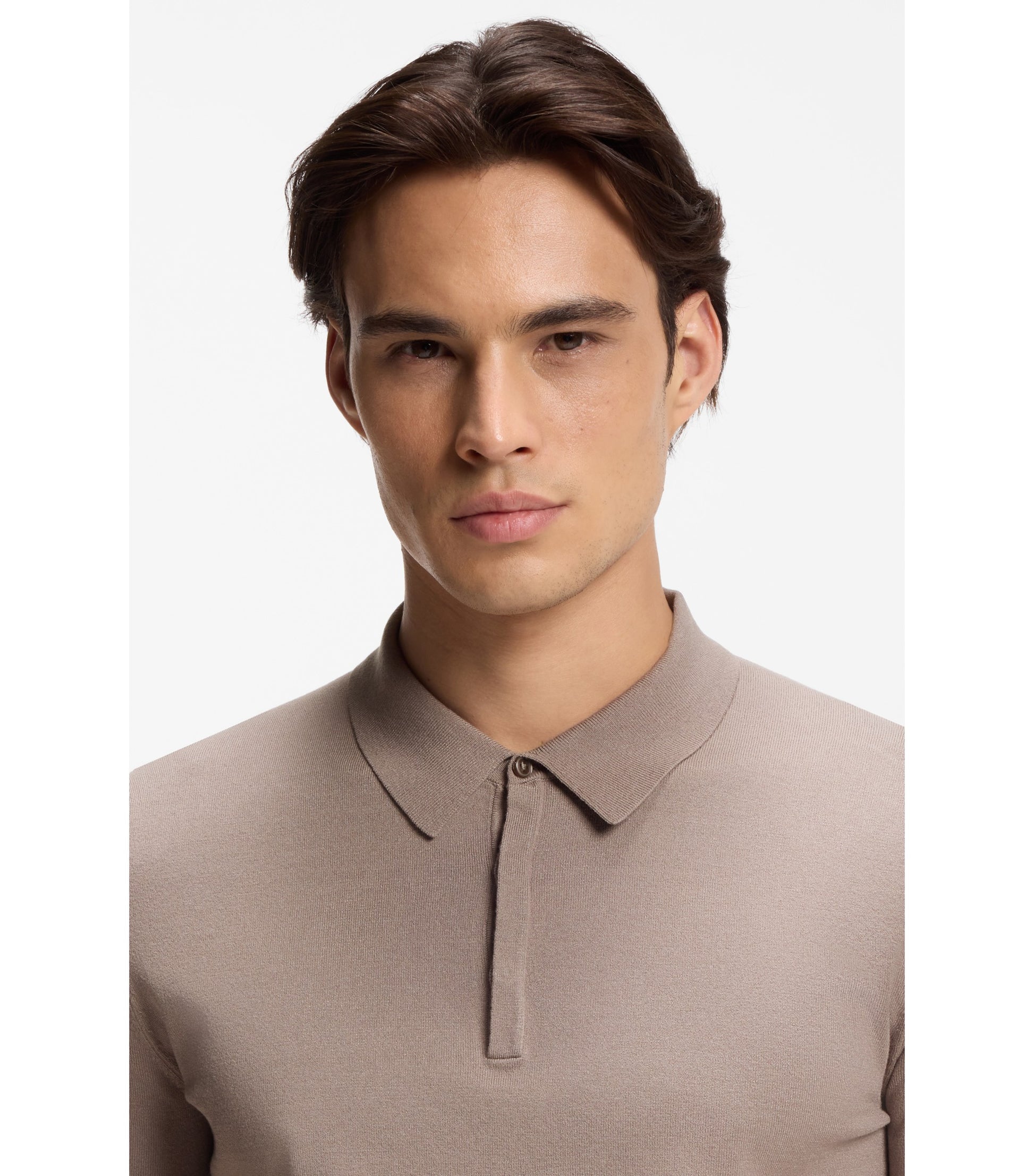 Knit polo with covered placket