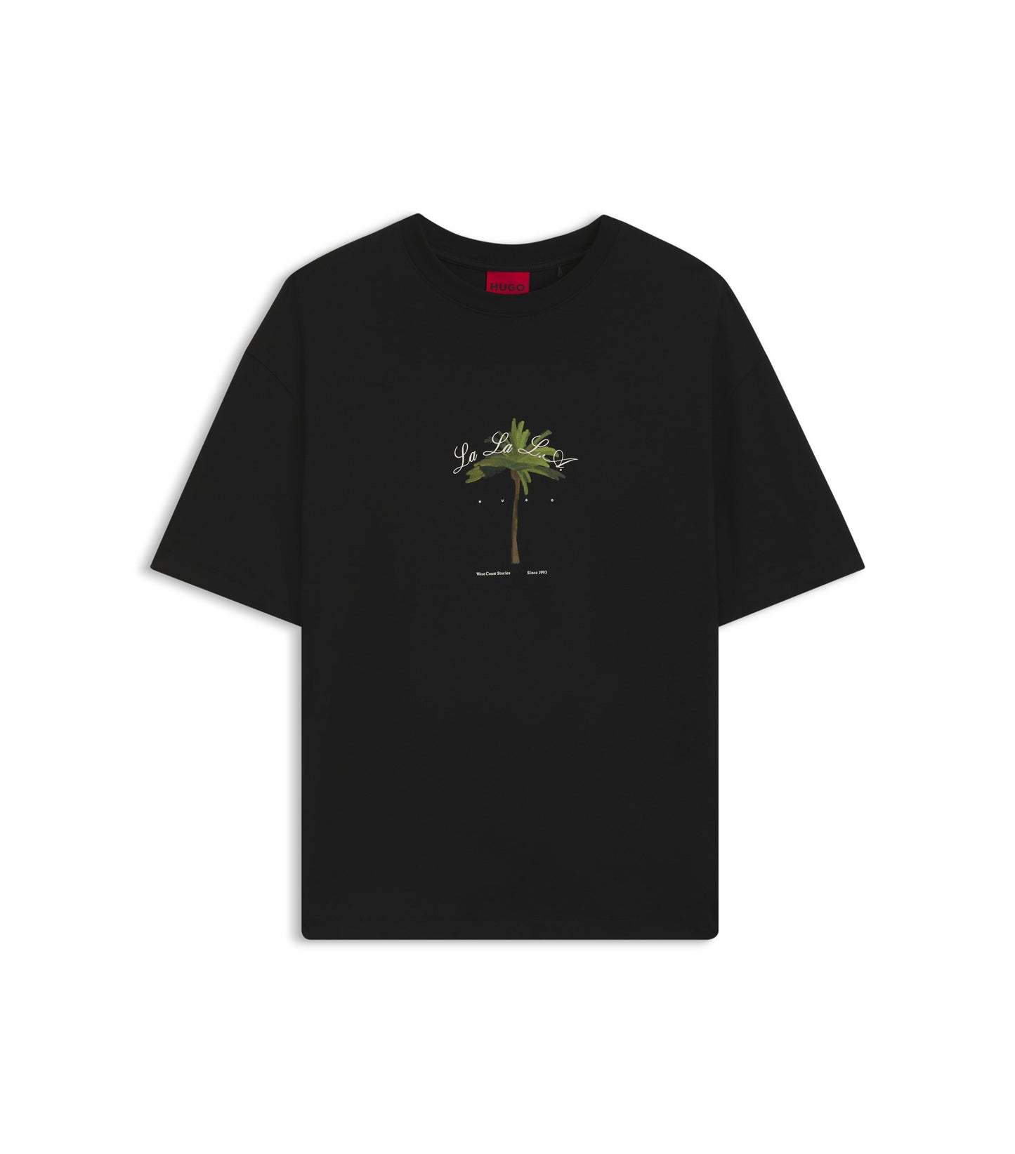 Cotton-jersey T-shirt with palm-tree artwork