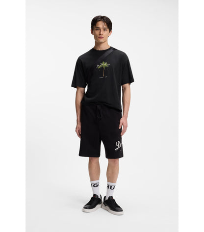 Cotton-jersey T-shirt with palm-tree artwork