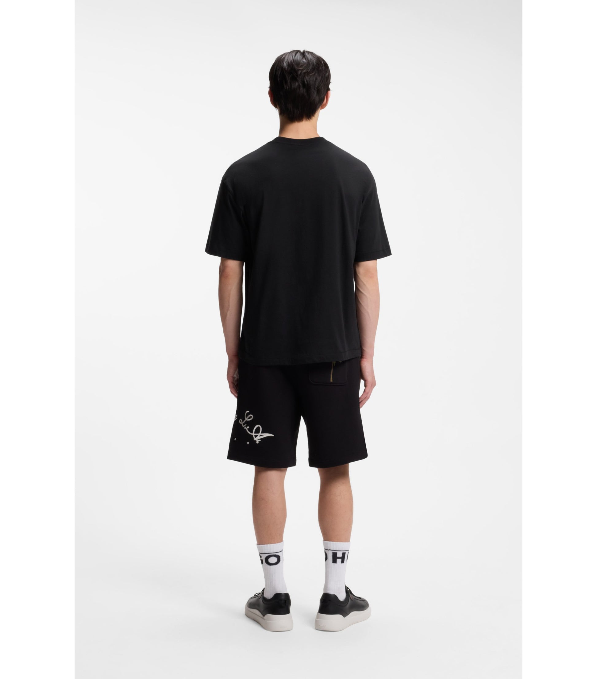 Cotton-jersey T-shirt with palm-tree artwork