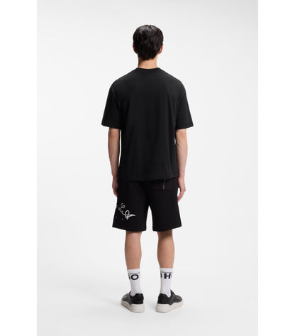 Cotton-jersey T-shirt with palm-tree artwork
