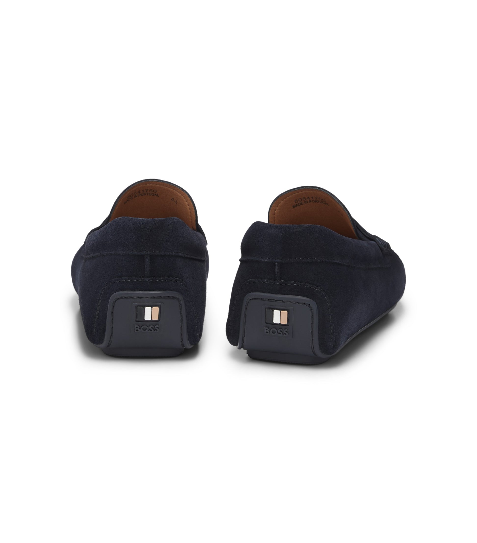 Suede moccasins with penny trim
