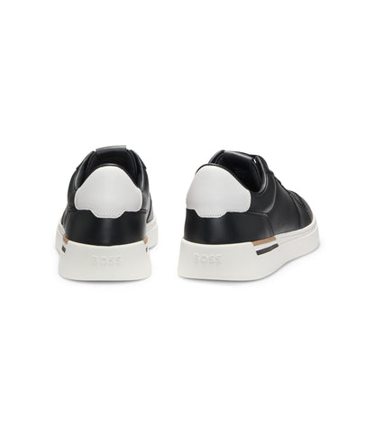 Leather trainers with contrast logos