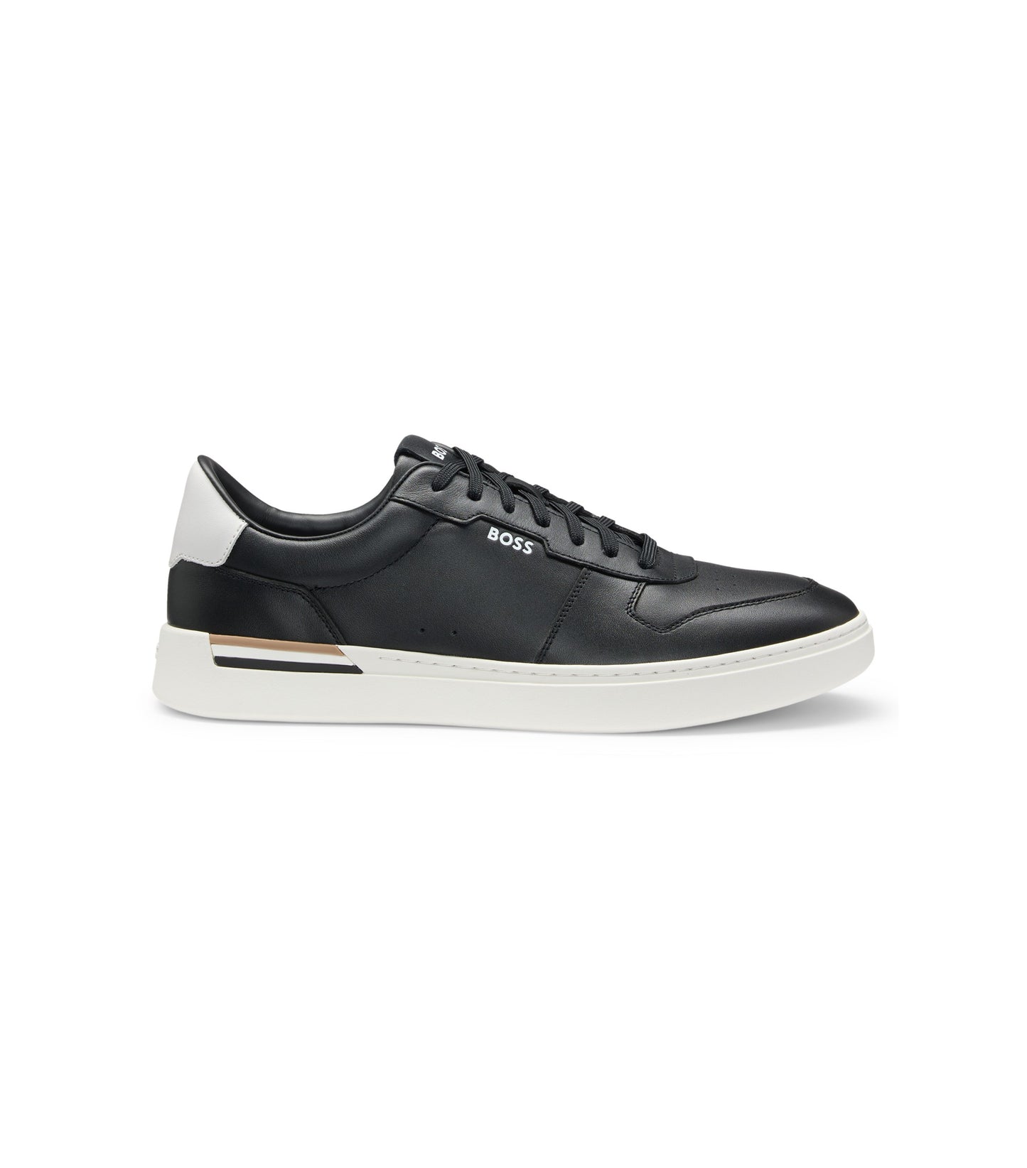 Leather trainers with contrast logos