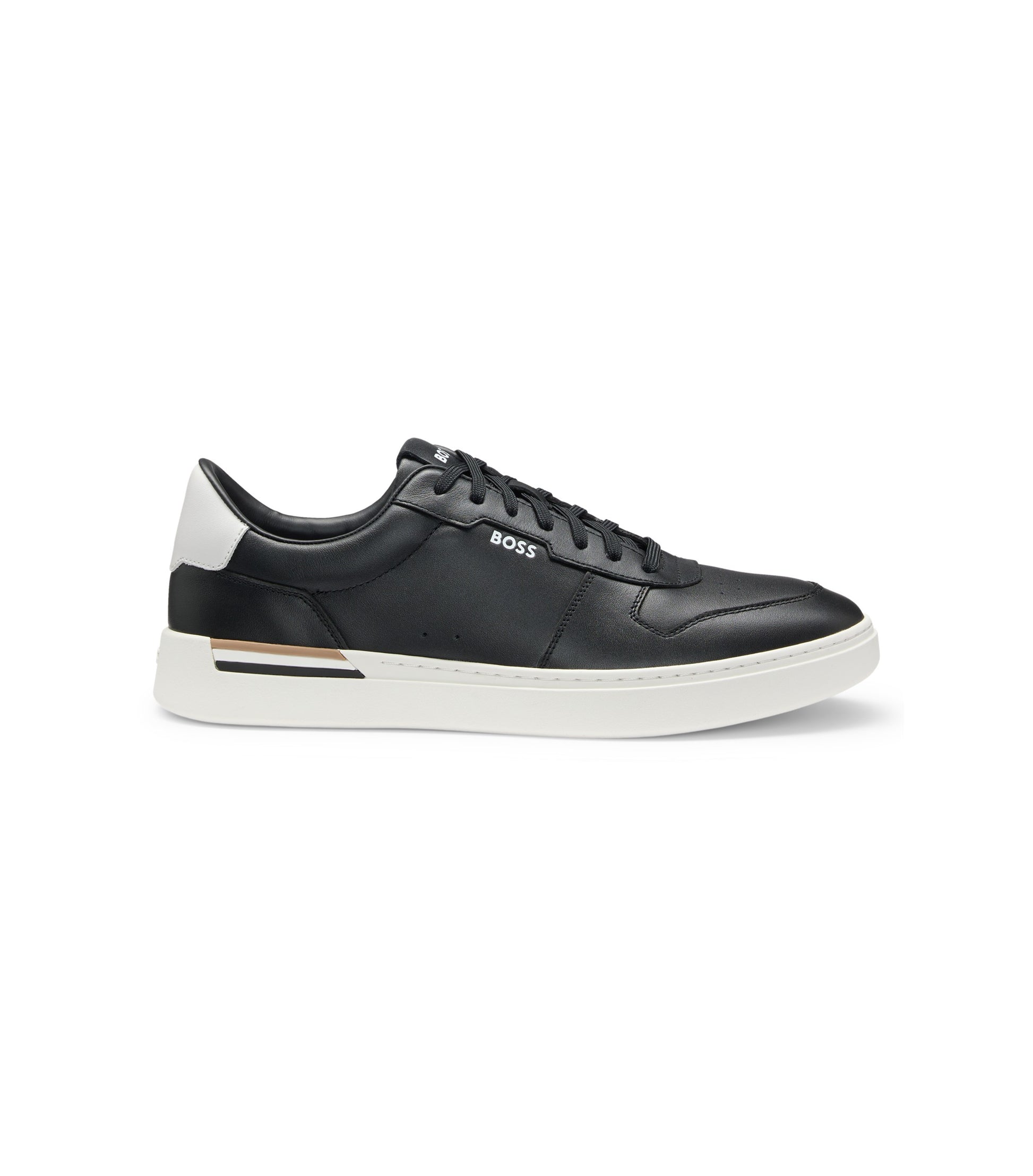 Leather trainers with contrast logos