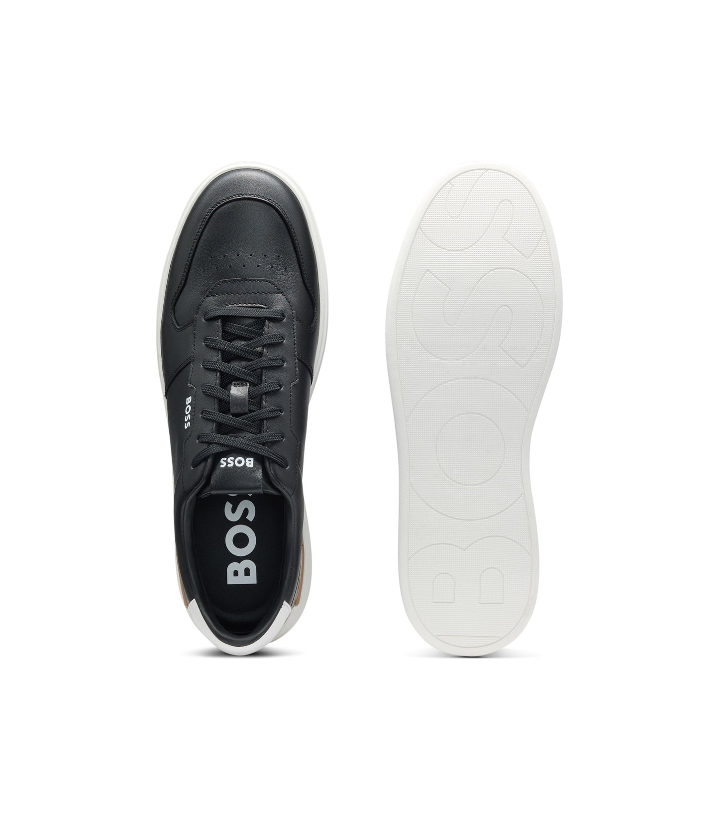 Leather trainers with contrast logos